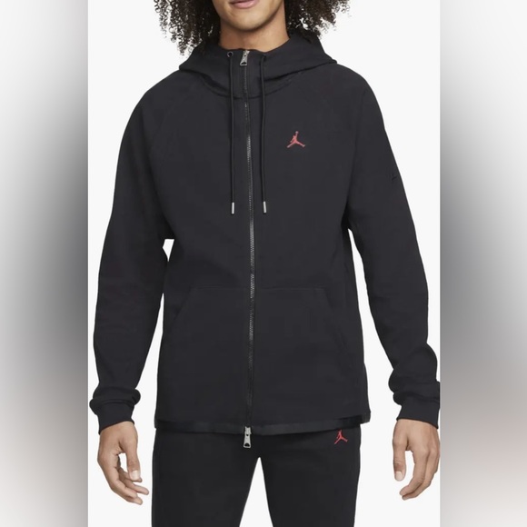 Jordan Other - Jordan Essentials Knit Hooded Warmup Black Hoodie Zipper Sweater Men XS